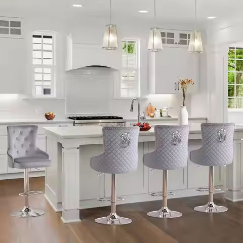 Swivel Bar Stools Set of 4, Velvet Counter Stools with Button Back, Counter Height Bar Stools for Kitchen Island, Cafe, Bar Coun https://tinyurl.com/23etsfuw
