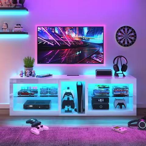 TV Stands for TVs 65+ Inch with LED Lights and Power Outlet, Modern TV Console Entertainment Center with Storage Cabinet for Li https://tinyurl.com/2a3e3l8s