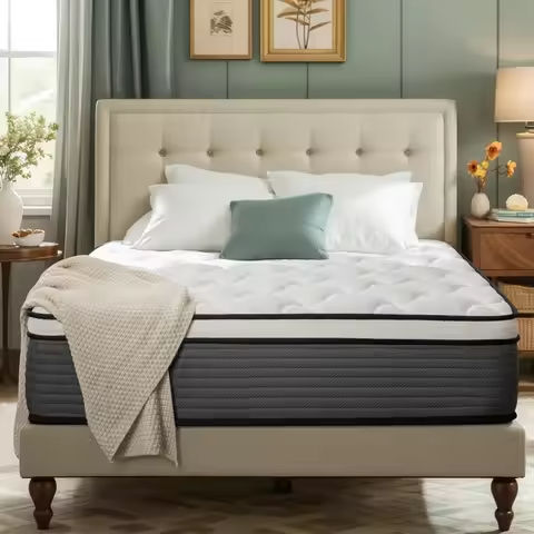 12 Inch Queen Size Mattress With Gel Foam,Hybrid Mattress,Pocket Coils Springs,Soft Breathable Pressure Relief,CertiPUR-US https://tinyurl.com/228to4e6