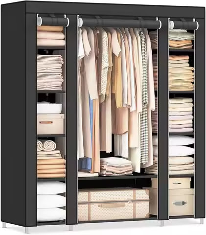 Heavy Duty Clothes Rack with Cover 800 LBS Clothing Racks for Hanging Clothes Portable Closet for Bedroom https://tinyurl.com/2cpjqqhq