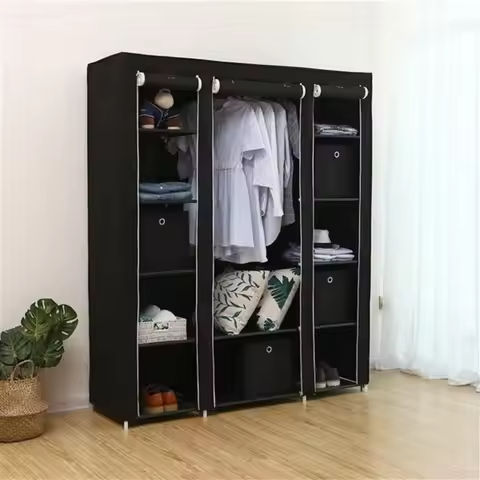 5-Layer 12-Compartment Non-woven Fabric Wardrobe Portable Closet Navy (133x46x170cm) https://tinyurl.com/225wery6
