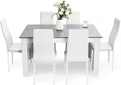 5-Piece Dining Table Set, Dining Room Table Set for 4, Counter Height Dining Table with 4 Metal Frame Chairs https://tinyurl.com/2cdt3vp6