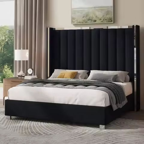 LIKIMIO Twin XL/Full/King/CaliforniaKing Bed Frame, Storage Headboard with Charging Station, No Box Spring Needed, Dark Green https://tinyurl.com/2cezn8by