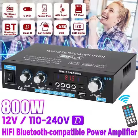 110V 220V Audio Amplifier Board 30-120W Support Dual Microphone Bluetooth Amplificatore Subwoofer for 4Ohm Speaker 12V 24V https://tinyurl.com/2c8leftk