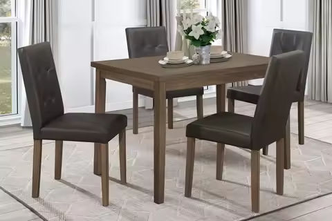 Farmhouse expandable dining table set, 5-piece set with soft padded decorative chairs, kitchen and dining room furniture set https://tinyurl.com/2bu7heqe