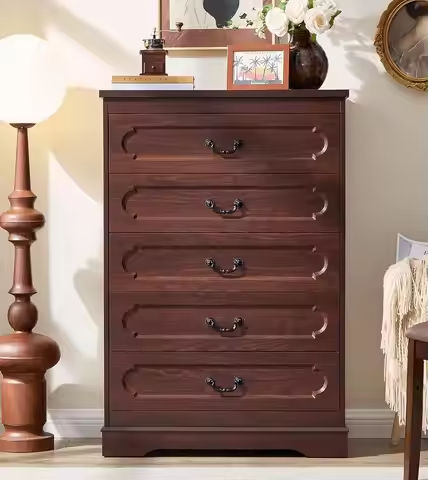 Wood Dresser for Bedroom, Wide Chest of Drawers with 6 Drawers, Large Brown Storage Tower Unit, Modern Minimalist Closet Store https://tinyurl.com/23s7x3mo