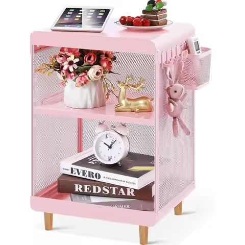 Nightstand with Charging Station and LED Lights, Night Stand with 2 Drawers, Wood Smart Bedside Table, Modern Bed Side Table for https://tinyurl.com/24wajfep