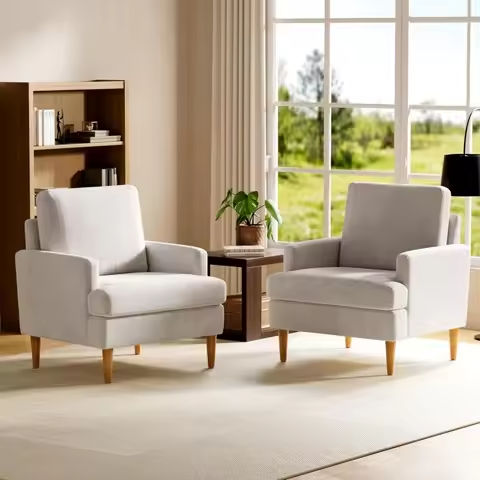 Mid-Century Modern Accent Chair,PU Leather Green Accent Chair with Solid Wood Frame,Upholstered Lounge Arm Chair with https://tinyurl.com/2djr29d4