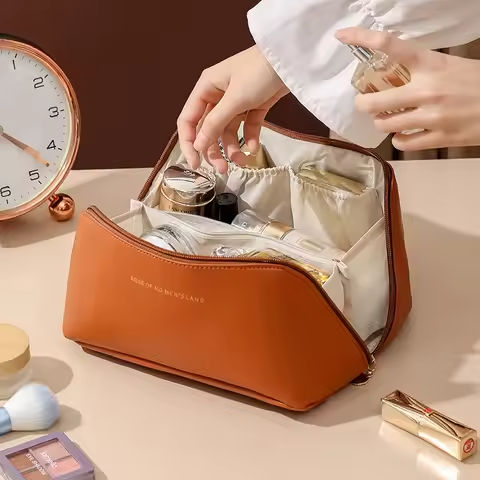 PU Fashion and Convenient Makeup Bag, Travel Storage Bag, Large Capacity Toilet Bag, Hand Boosting Beauty Pillow Makeup Bag https://tinyurl.com/25ahbnun