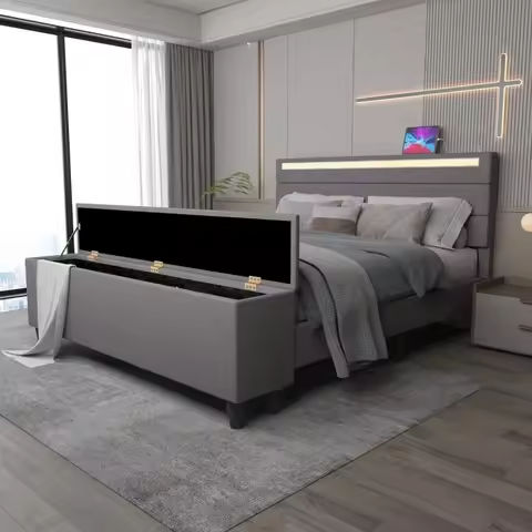 ANCTOR Bed Frames, Twin Queen CaliforniaKing Size Storage Headboard Outlets Easy Install Sturdy Stable, No Noise No Box Springs https://tinyurl.com/2dqj268d